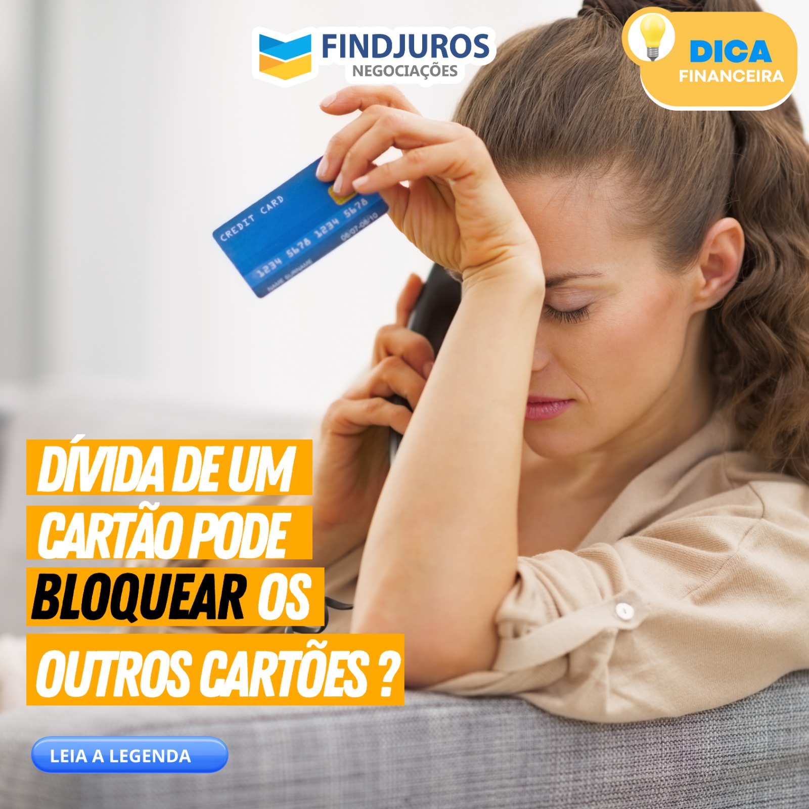 Uma dívida em um cartão de crédito específico não bloqueará os outros cartões de crédito que você possui. Entenda😃👇🏻